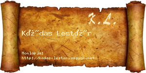 Kádas Lestár névjegykártya